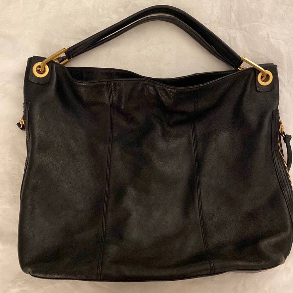 Large soft black leather shoulder bag